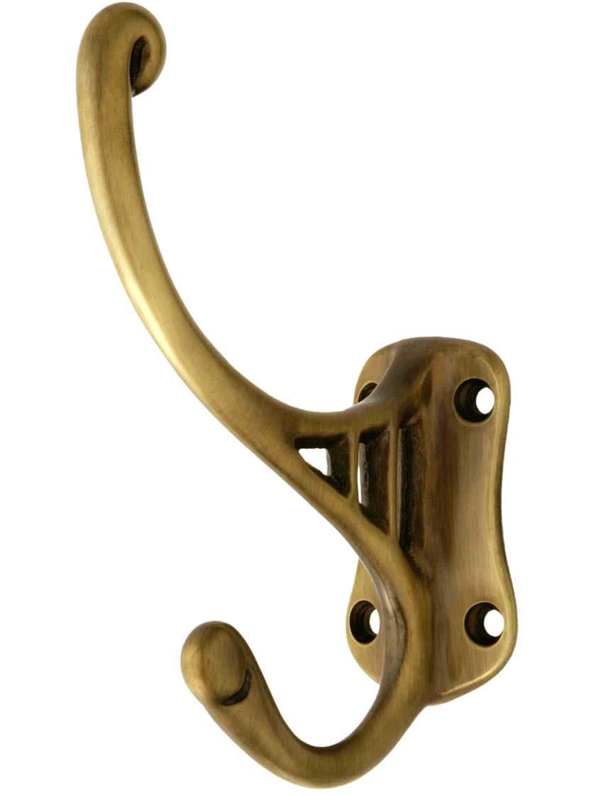 Brass and Bronze Hooks |   Solid Brass Hat & Coat Hook In Antique-By-Hand Brass & Bronze Hooks Brass & Bronze Hooks