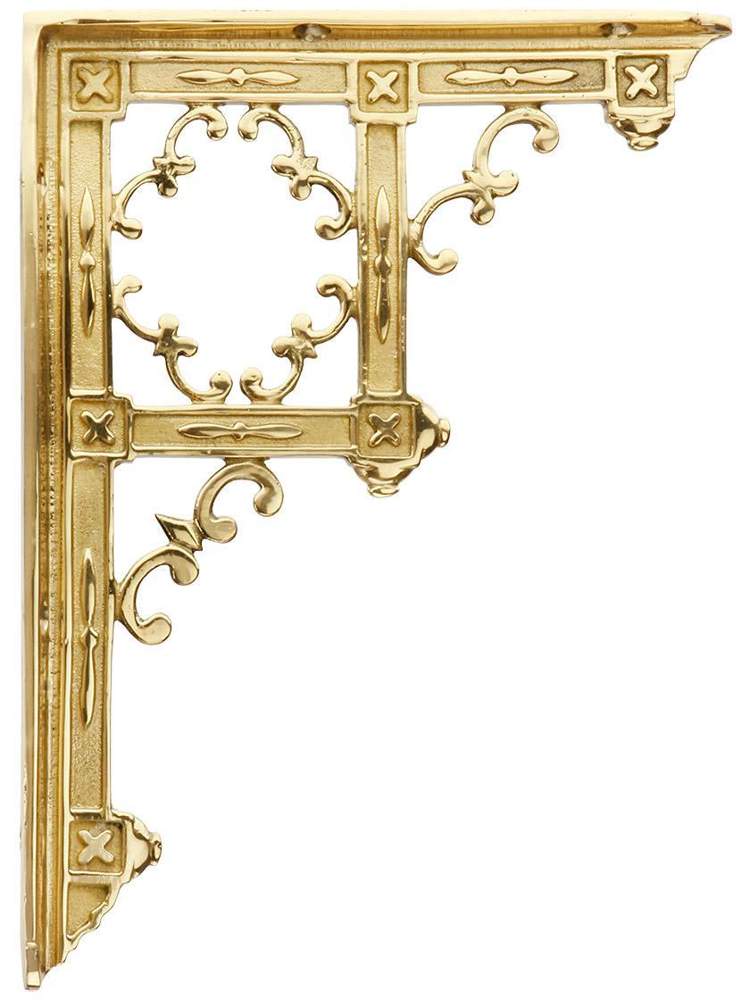 Brass Shelf Brackets |   Brass Gothic-Style Shelf Bracket – 9 1/4″ x 6 3/4″ Brass Shelf Brackets Brass Shelf Brackets