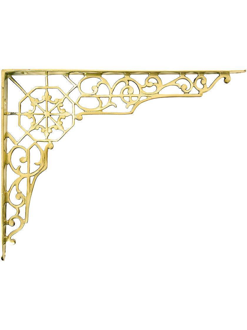 Brass Shelf Brackets |   Brass Victorian-Style Shelf Bracket – 7″ x 9 1/8″ Shelf Brackets Brass Shelf Brackets