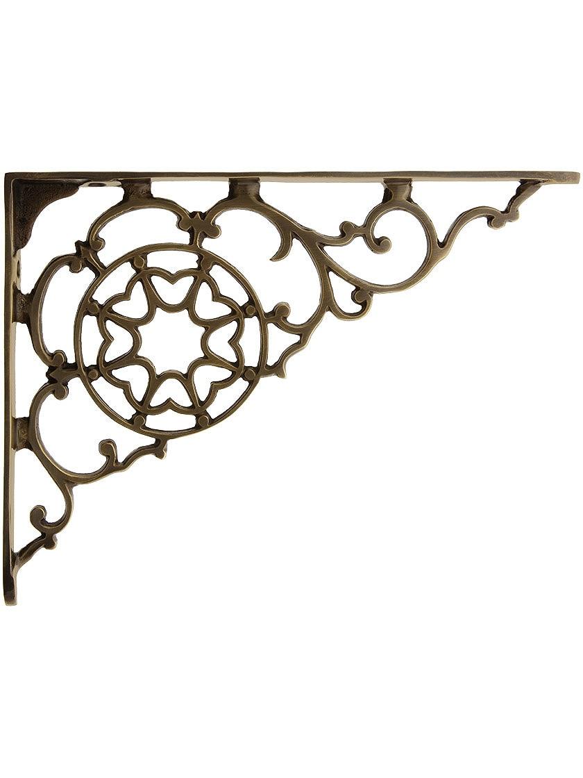 Brass Shelf Brackets |   Brass Victorian-Style Shelf Bracket in Antique-By-Hand – 5 7/8″ x 7 7/8″ Brass Shelf Brackets Brass Shelf Brackets