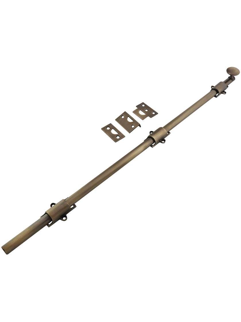 Casement Bolts |   24-Inch Traditional Style Solid Brass Surface Bolt in Antique-By-Hand Casement Bolts Casement Bolts