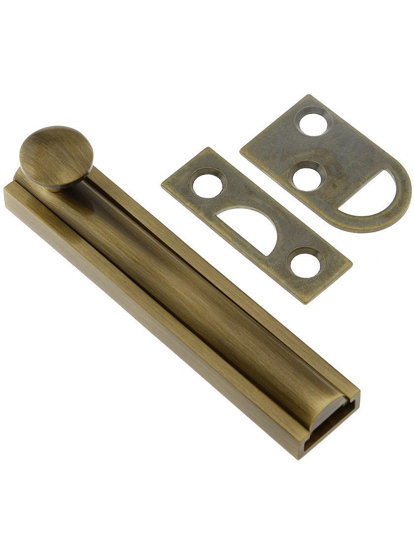 Casement Bolts |   3″ Contemporary Style Surface Bolt In Solid Brass Casement Bolts Antique Brass/Matte Black/Oil-Rubbed Bronze/Polished Brass/Polished Chrome/Polished Nickel/Satin Nickel