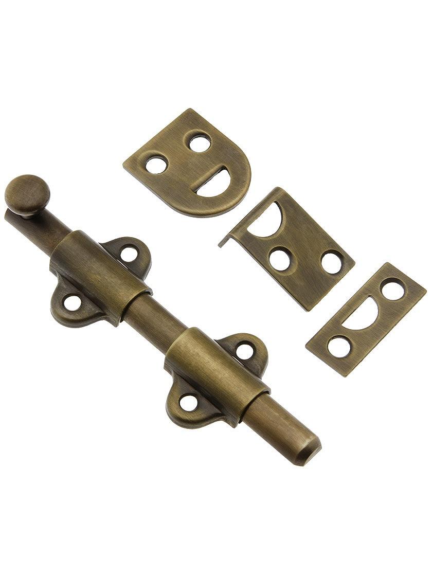 Casement Bolts |   4″ Light Duty Surface Bolt in Antique-By-Hand Finish Casement Bolts Casement Bolts