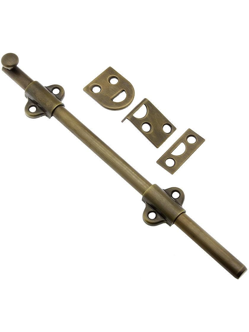 Casement Bolts |   8″ Light Duty Surface Bolt In Solid Brass in Antique By Hand Finish Casement Bolts Casement Bolts