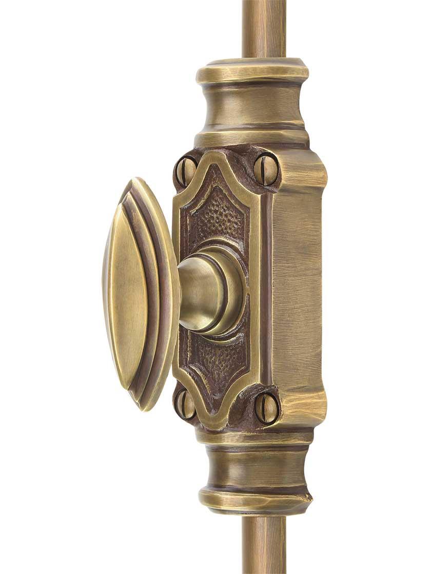 Casement Bolts |   Classic Brass Cremone Bolt – 4-Foot Length in Antique-By-Hand Casement Bolts Casement Bolts