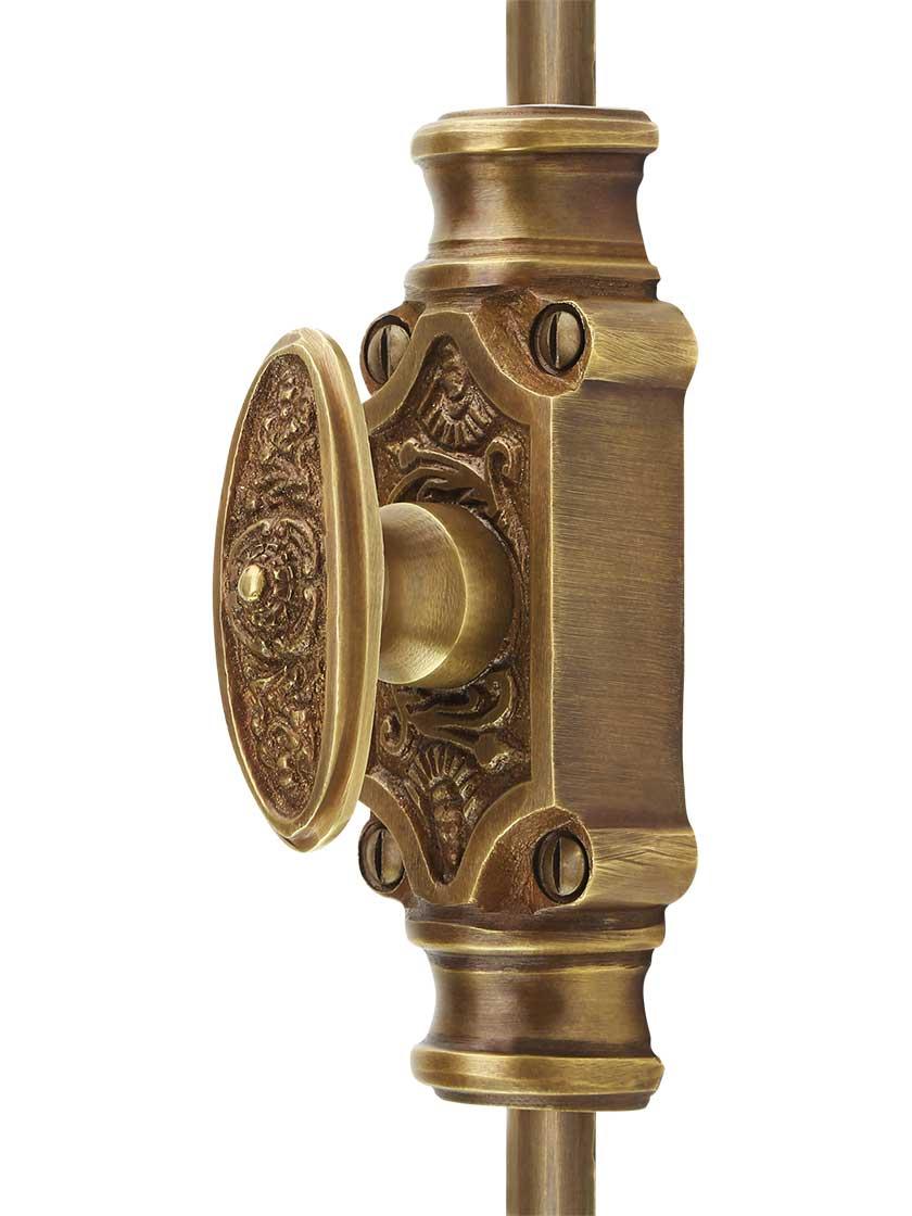 Casement Bolts |   Filigree Brass Cremone Bolt – 4-Foot Length in Antique-By-Hand Casement Bolts Casement Bolts