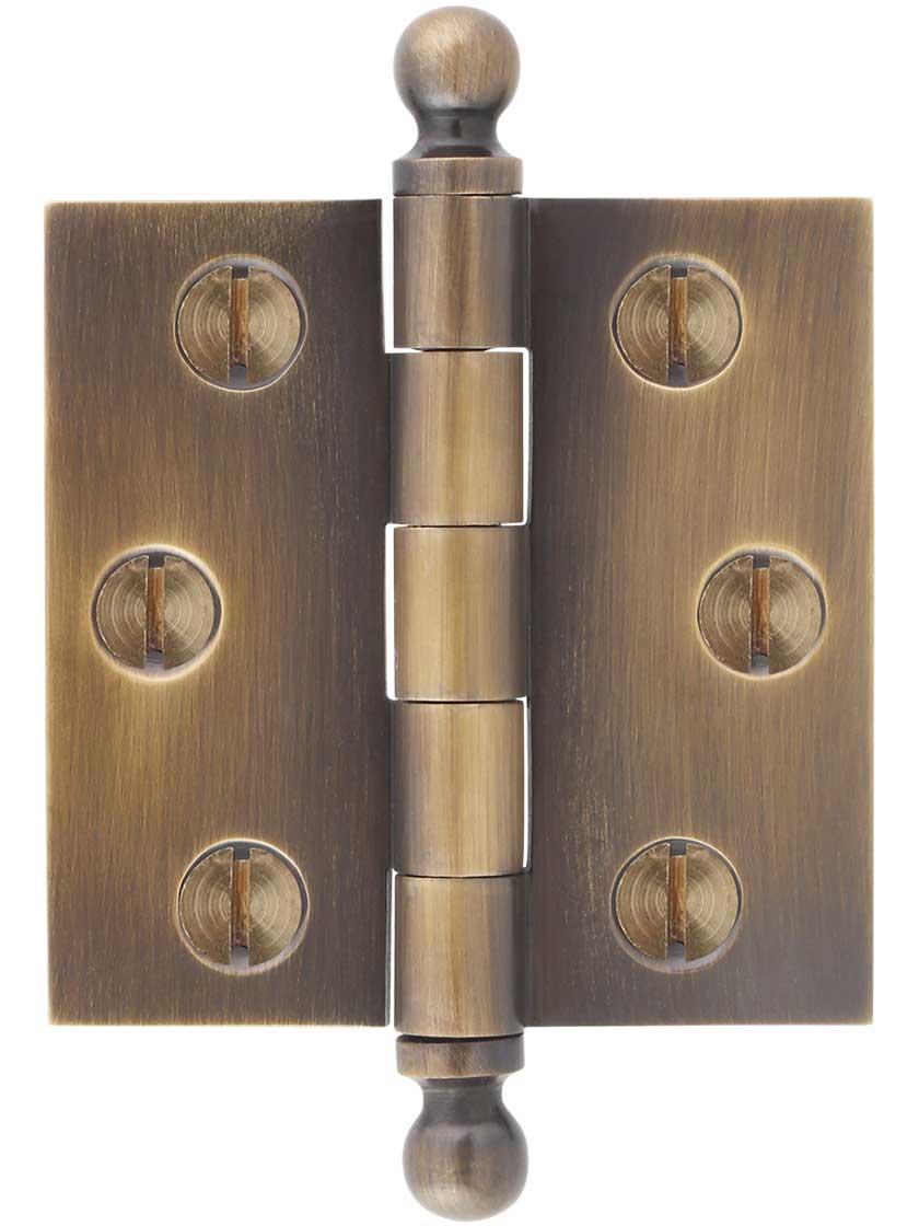 Casement Hinges |   2 1/2″ Solid-Brass Butt Hinge with Ball Finials in Antique-by-Hand Casement Hardware Casement Hinges