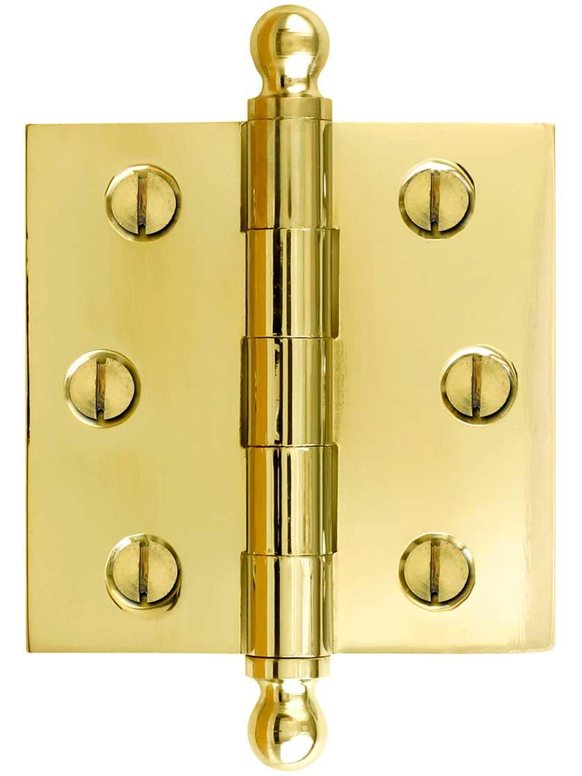 Casement Hinges |   2 1/2″ Solid Brass Butt Hinge With Ball Finials Casement Hardware Antique Brass/Antique Copper/Antique Pewter/Distressed Antique Brass/Oil-Rubbed Bronze/Polished Brass/Polished Chrome/Polished Nickel/Satin Nickel/Un-Lacquered Brass