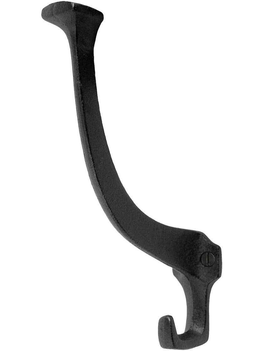 Cast Iron Hooks |   5 1/2″ Cast Iron Mission-Style Coat Hook in Matte Black Cast Iron Hooks Cast Iron Hooks