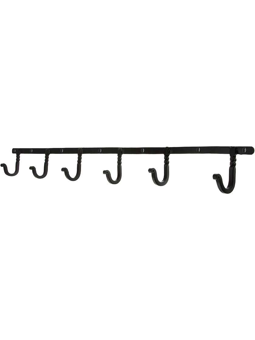 Cast Iron Hooks |   6-Hook Coat Rack with Twisted Hooks in Matte Black Cast Iron Hooks Cast Iron Hooks