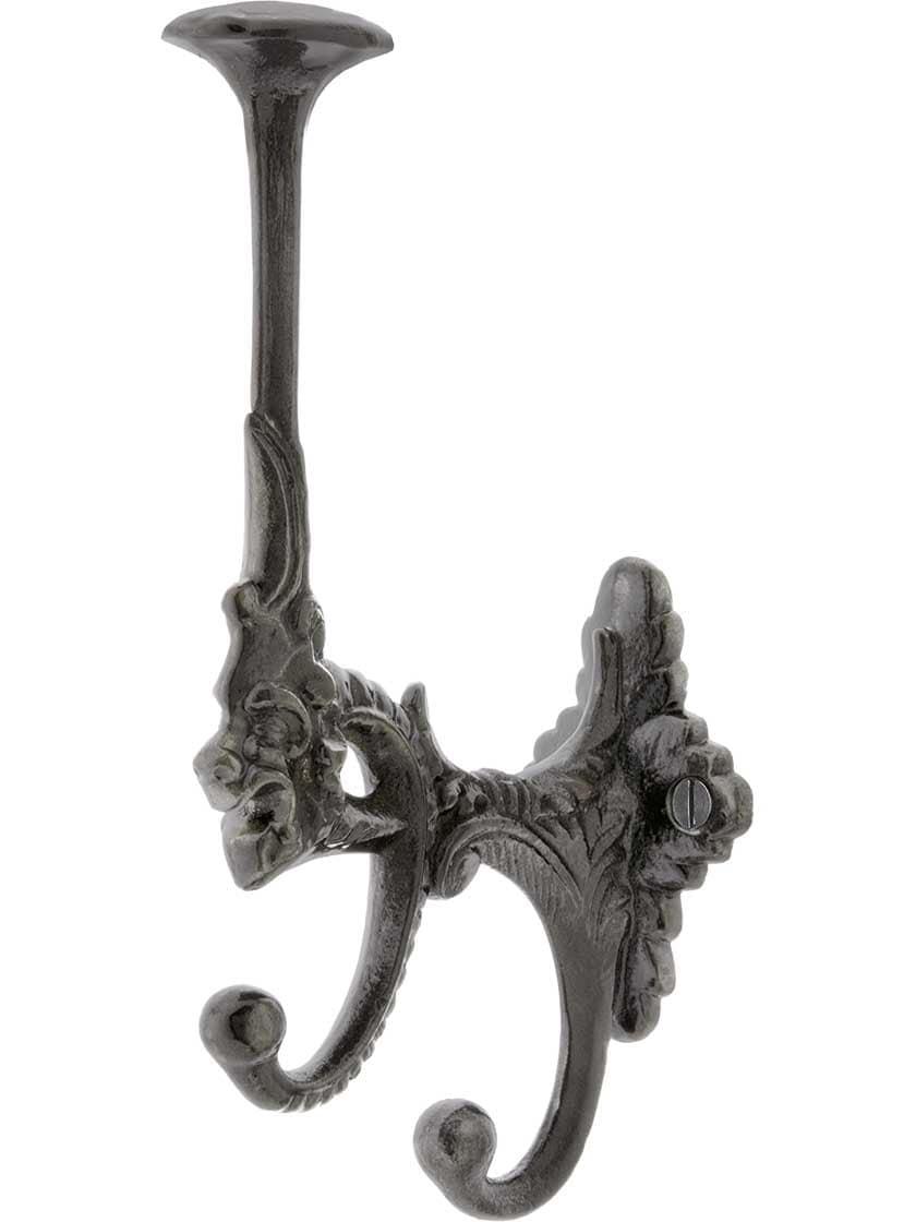 Cast Iron Hooks |   7″ Decorative Cast-Iron Triple Coat Hook with Lacquer Finish Cast Iron Hooks Cast Iron Hooks