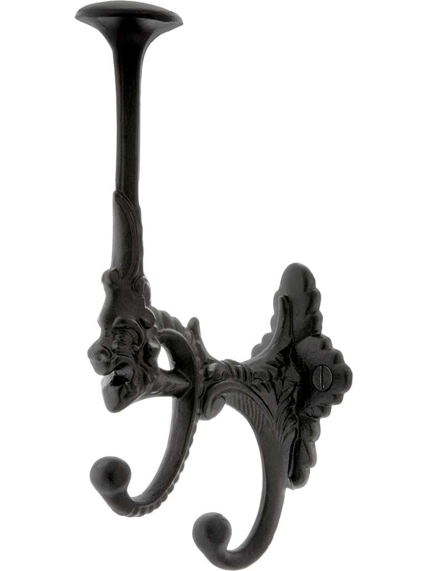 Cast Iron Hooks |   7″ Decorative Cast-Iron Triple Hook with Black-Powder Coat Cast Iron Hooks Cast Iron Hooks