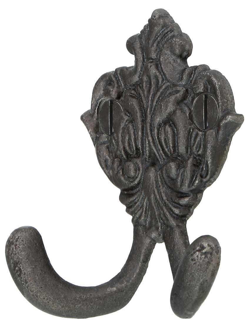 Cast Iron Hooks |   Ashville Cast-Iron Double Hook Cast Iron Hooks Antique Iron/Matte Black