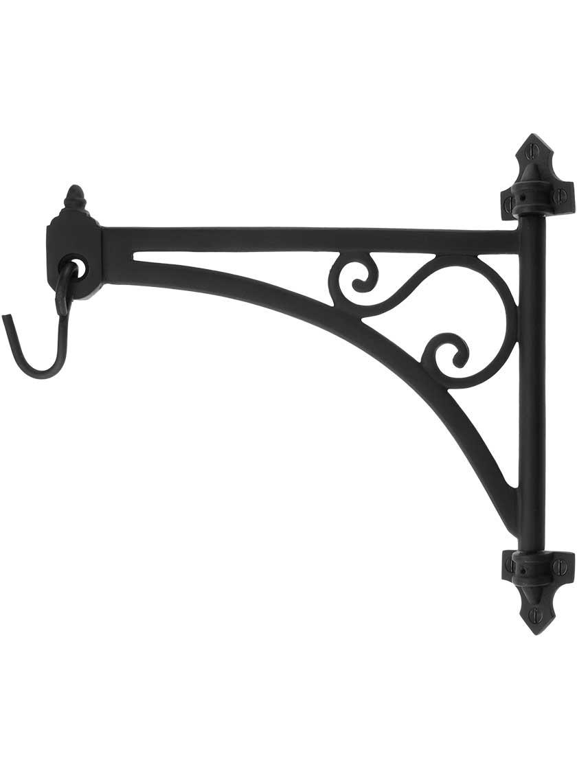 Cast Iron Hooks |   Cast Iron Swing-Arm Plant Hanger in Natural Black Cast Iron Hooks Cast Iron Hooks