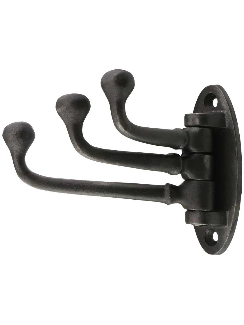 Cast Iron Hooks |   Cast-Iron Swivel Hook with Oval Back Plate Cast Iron Hooks Antique Iron/Matte Black