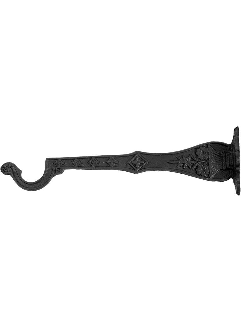 Cast Iron Hooks |   Cast Iron Victorian-Style Wall-Mount Plant Hanger in Matte Black Cast Iron Hooks Cast Iron Hooks