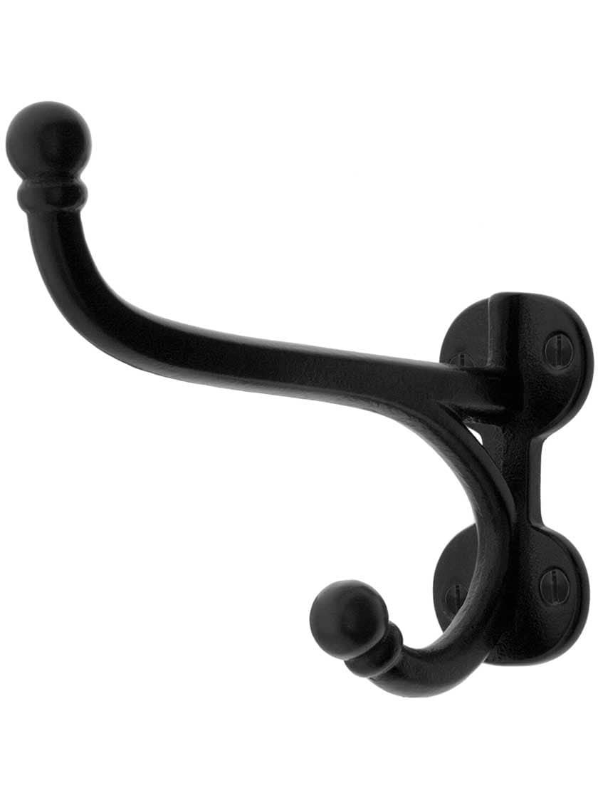 Cast Iron Hooks |   Large Iron Harness Double Hook in Matte Black Finish Cast Iron Hooks Cast Iron Hooks