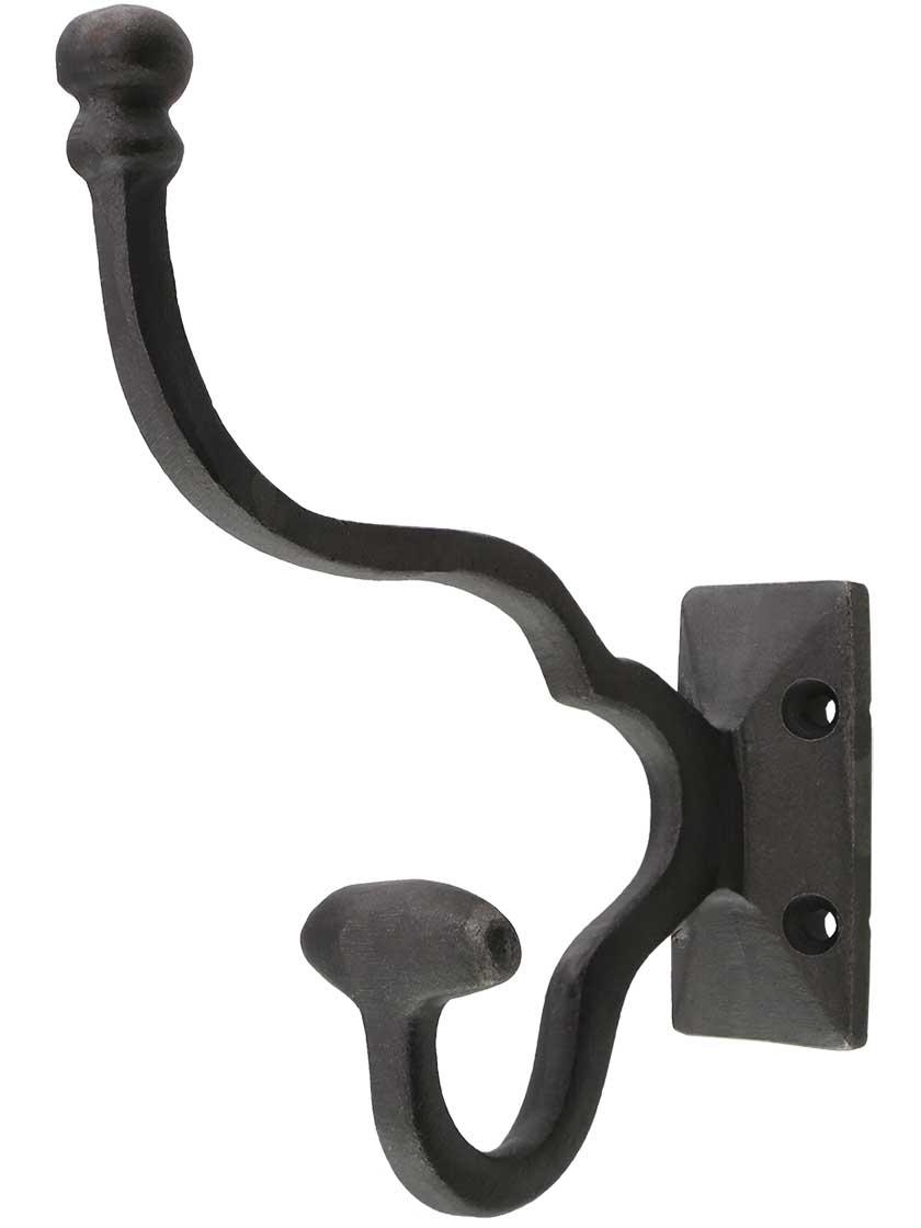 Cast Iron Hooks |   Large Traditional Cast-Iron Hat & Coat Hook Cast Iron Hooks Antique Iron/Matte Black