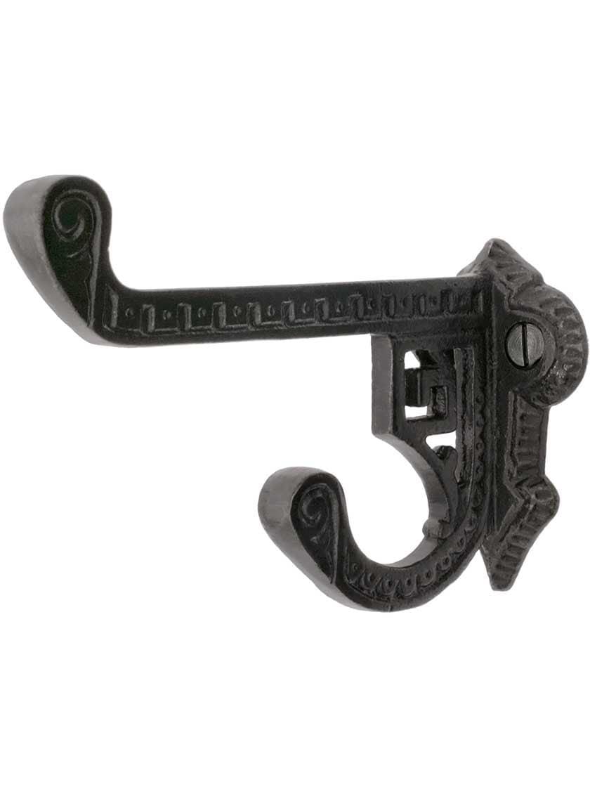 Cast Iron Hooks |   Ornate Cast-Iron Double Hook with Lacquer Finish Cast Iron Hooks Cast Iron Hooks