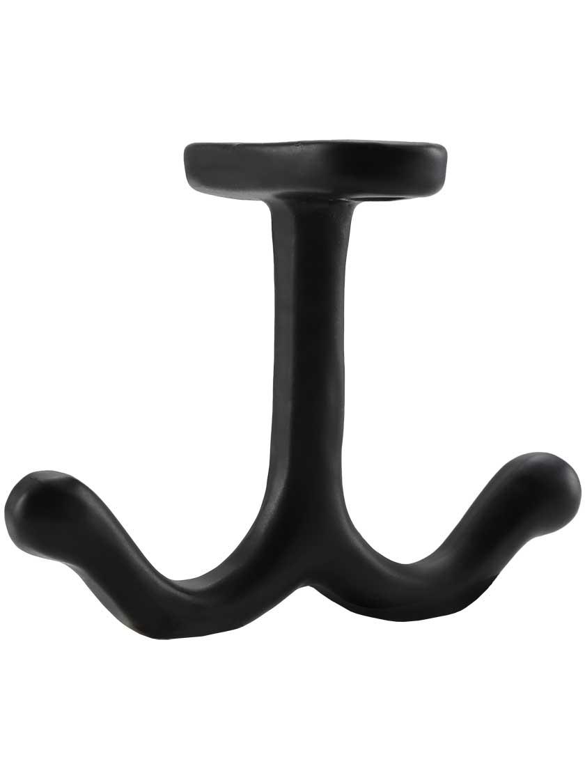 Cast Iron Hooks |   Plain Cast-Iron Double Wardrobe Hook Cast Iron Hooks Antique Iron/Matte Black