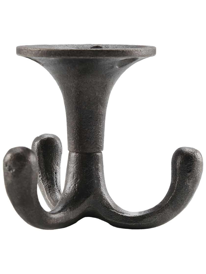 Cast Iron Hooks |   Plain Cast-Iron Triple Wardrobe Swivel Hook Cast Iron Hooks Antique Iron/Matte Black