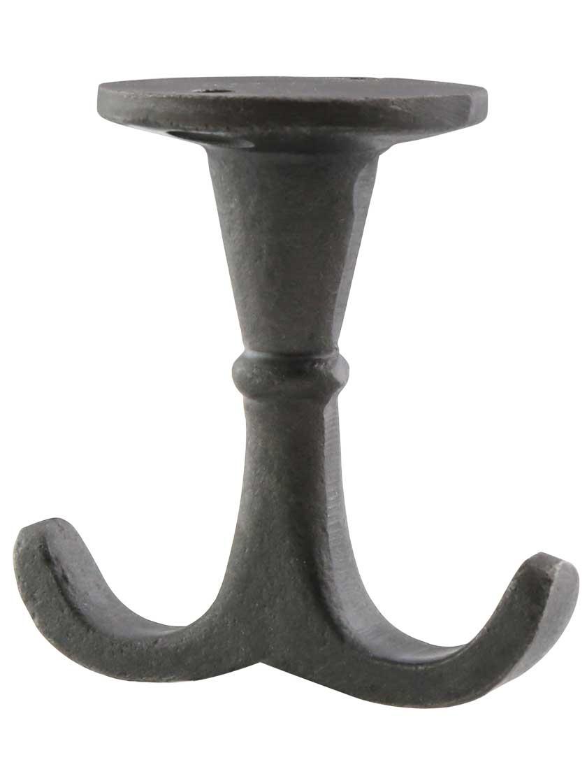 Cast Iron Hooks |   Simple Cast-Iron Double Wardrobe Hook Cast Iron Hooks Antique Iron/Matte Black