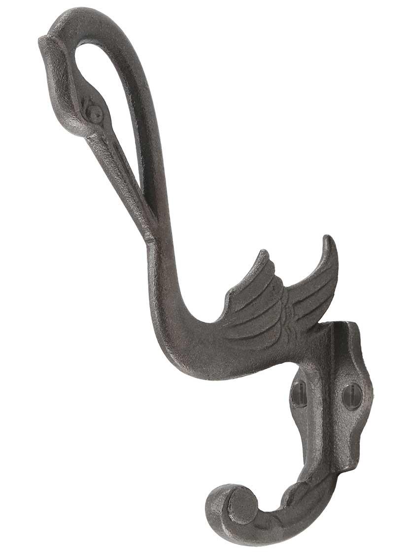 Cast Iron Hooks |   Swan Cast-Iron Coat Hook Cast Iron Hooks Antique Iron/Matte Black