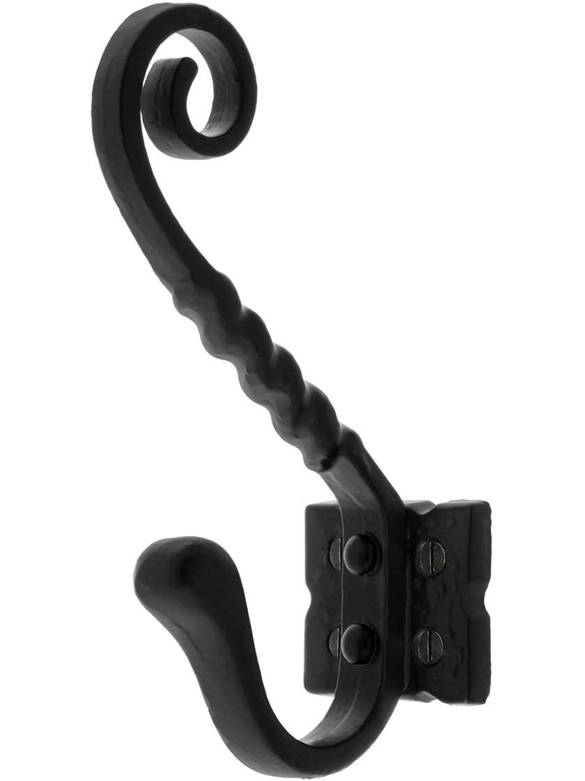 Cast Iron Hooks |   Twisted-Swirl Coat Hook In Matte Black Cast Iron Hooks Cast Iron Hooks