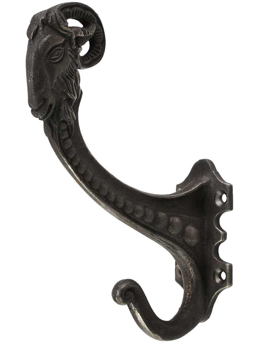 Cast Iron Hooks |   Ulysses Cast-Iron Double Hook Cast Iron Hooks Antique Iron/Matte Black