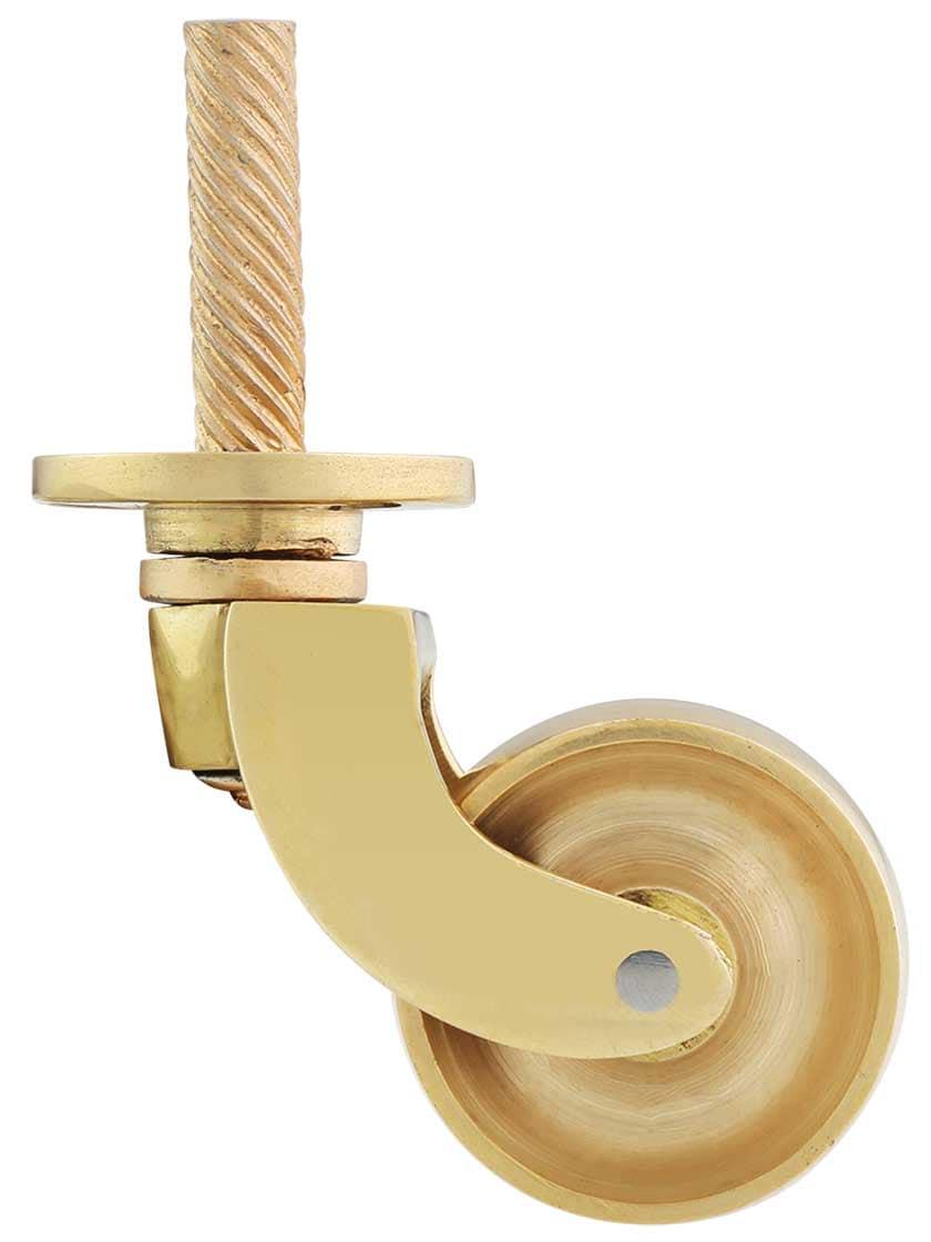 Casters |   Solid Brass English-Style Caster with 1 1/4″ Brass Wheel Casters Casters