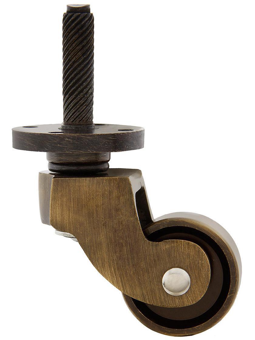 Casters |   Solid Brass English-Style Caster with 1″ Brass Wheel Casters Antique Brass/Polished Nickel/Un-Lacquered Brass