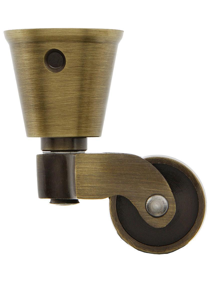 Casters |   Solid Brass Round-Cup Caster with 1″ Brass Wheel Casters Antique Brass/Polished Nickel/Un-Lacquered Brass