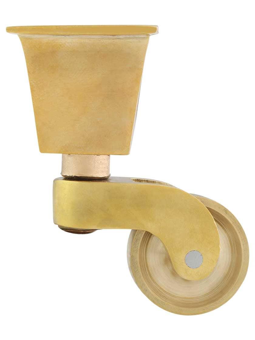 Casters |   Solid Brass Square-Cup Caster with 1″ Brass Wheel Casters Casters