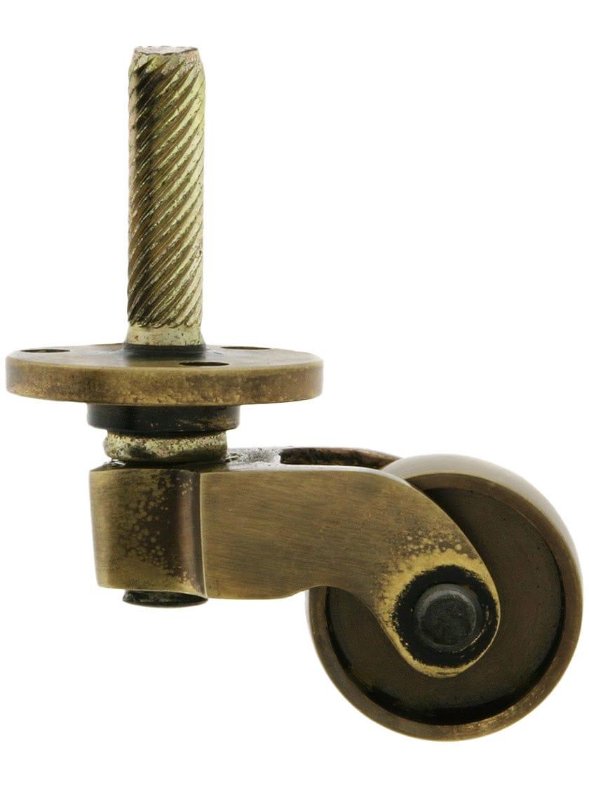 Casters |   Solid Brass Stem-and-Plate Caster in Antique-by-Hand Finish Casters Casters