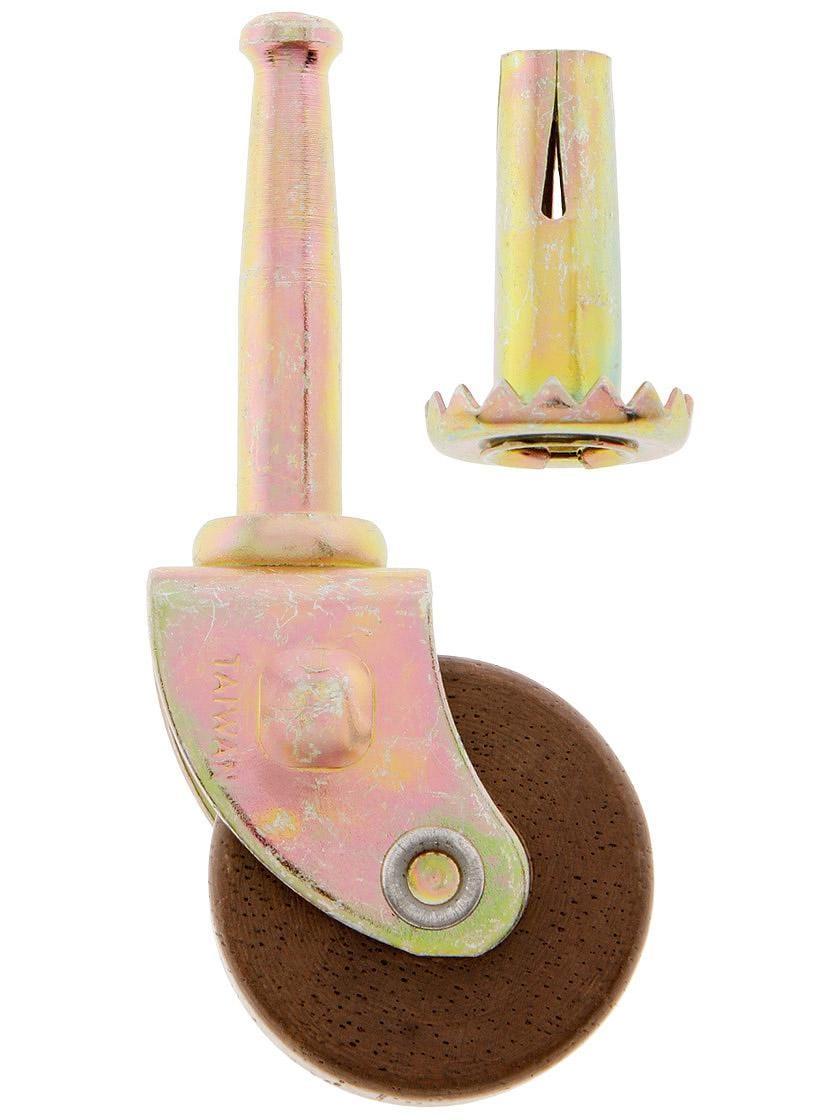 Casters |   Steel Grip-Neck Caster with 1 1/4″ Dark Hardwood Wheel Casters Casters