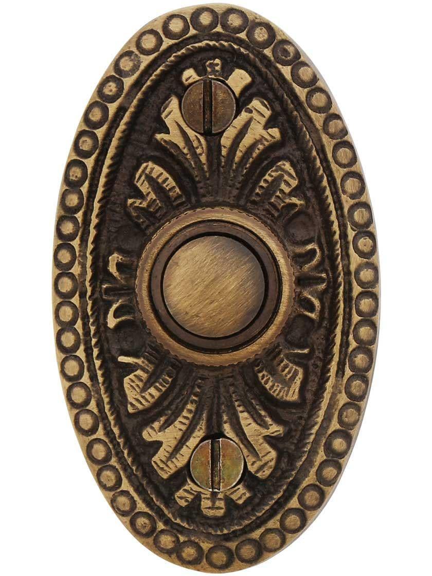 Doorbells & Knockers |   Oval Beaded Solid-Brass Doorbell Button Doorbells & Knockers Antique Brass/Oil-Rubbed Bronze/Polished Brass