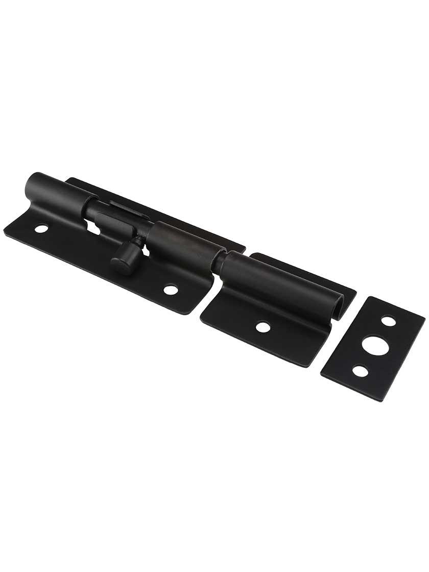 Fasteners |   4″ Powder Coated Stainless Steel Door Barrel Bolt in Black Fasteners Fasteners