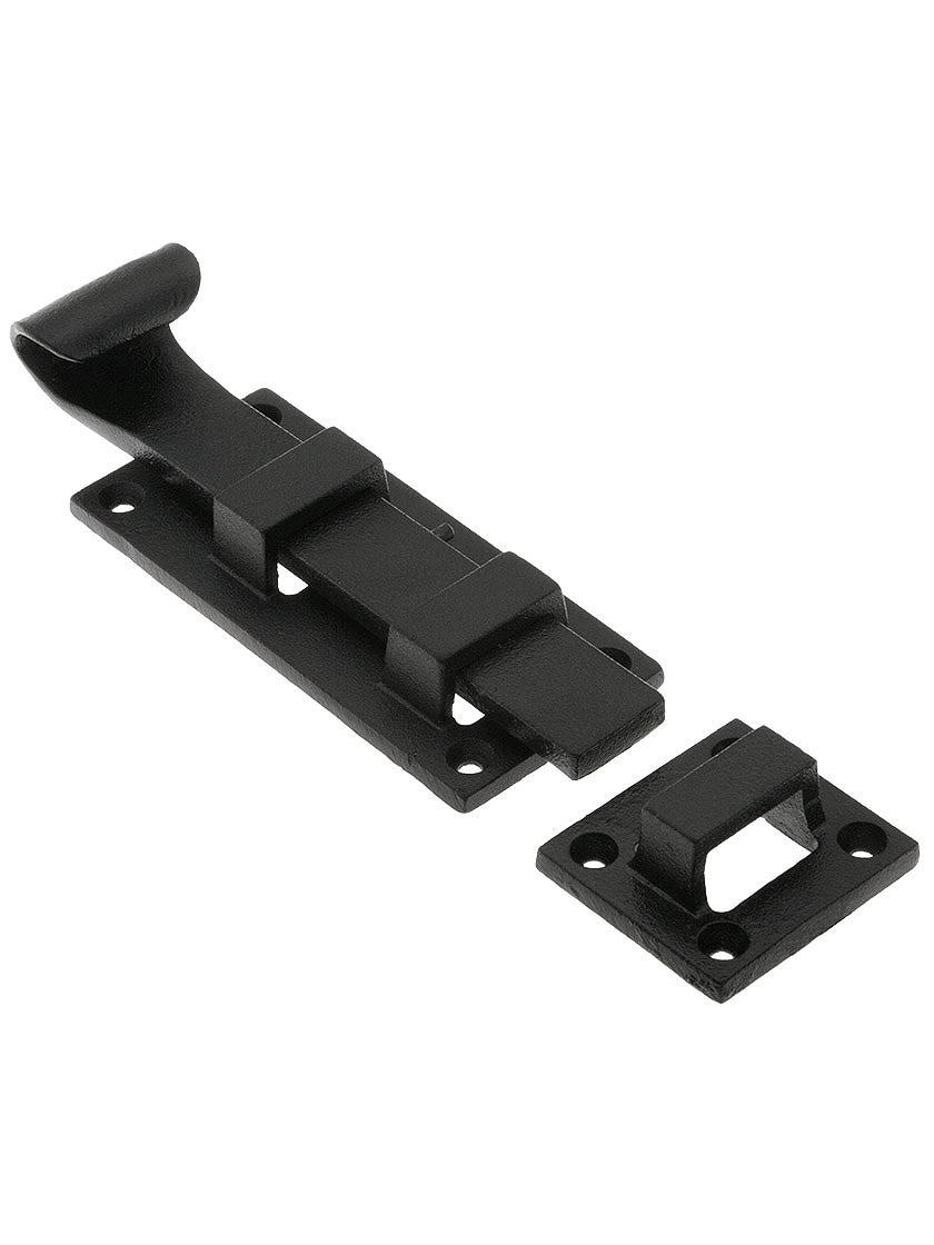 Fasteners |   5 1/2″ Forged Iron Slide Bolt With Black Powder Coated Finish Fasteners Fasteners