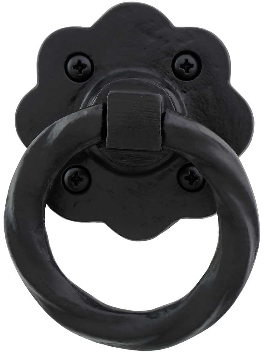 Fasteners |   Cast Aluminum Floral Ring Pull With Black Powder-Coated Finish Fasteners Fasteners