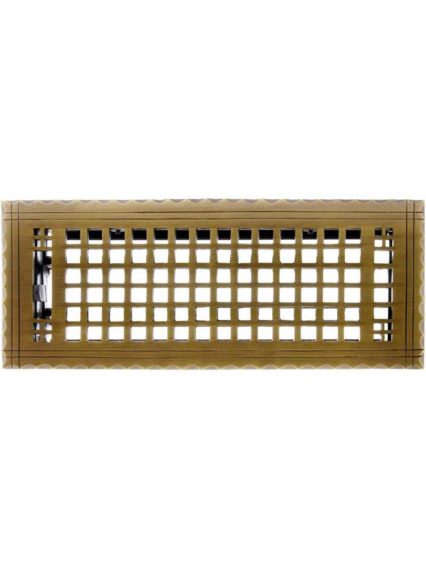 Floor Registers |   Arts & Crafts Premium Brass Floor Register – With Adjustable Louver Antique Brass/Oil-Rubbed Bronze