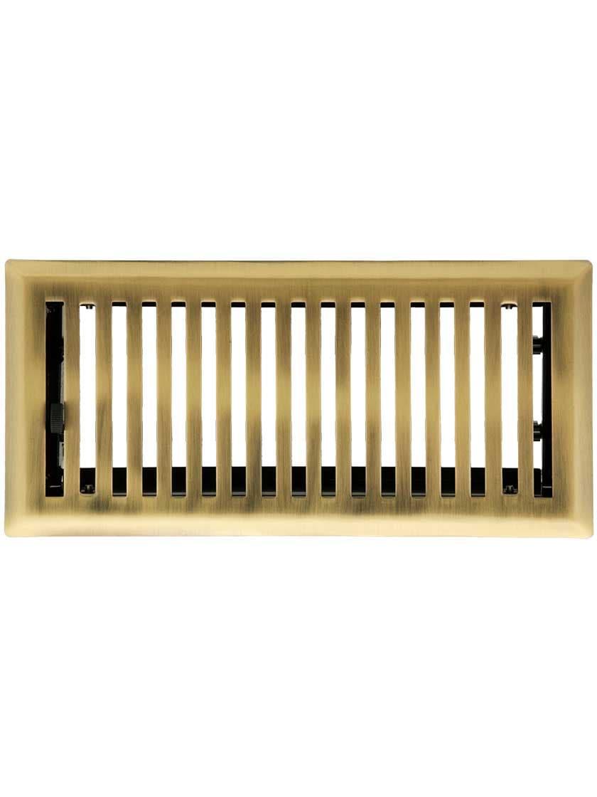 Floor Registers |   Solid Steel Mid-Century Style Floor Register With Adjustable Louver Floor Registers Antique Brass/Matte Black/Oil-Rubbed Bronze/Polished Brass/Polished Copper/Satin Nickel