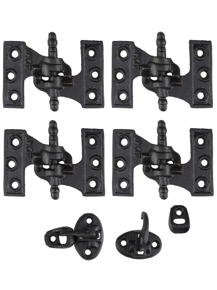 Hinge Sets |   Acme Black Cast-Iron Mortise Shutter Hinges – 3 3/4″ x 2 1/2″ Hinge Sets Hinge Sets