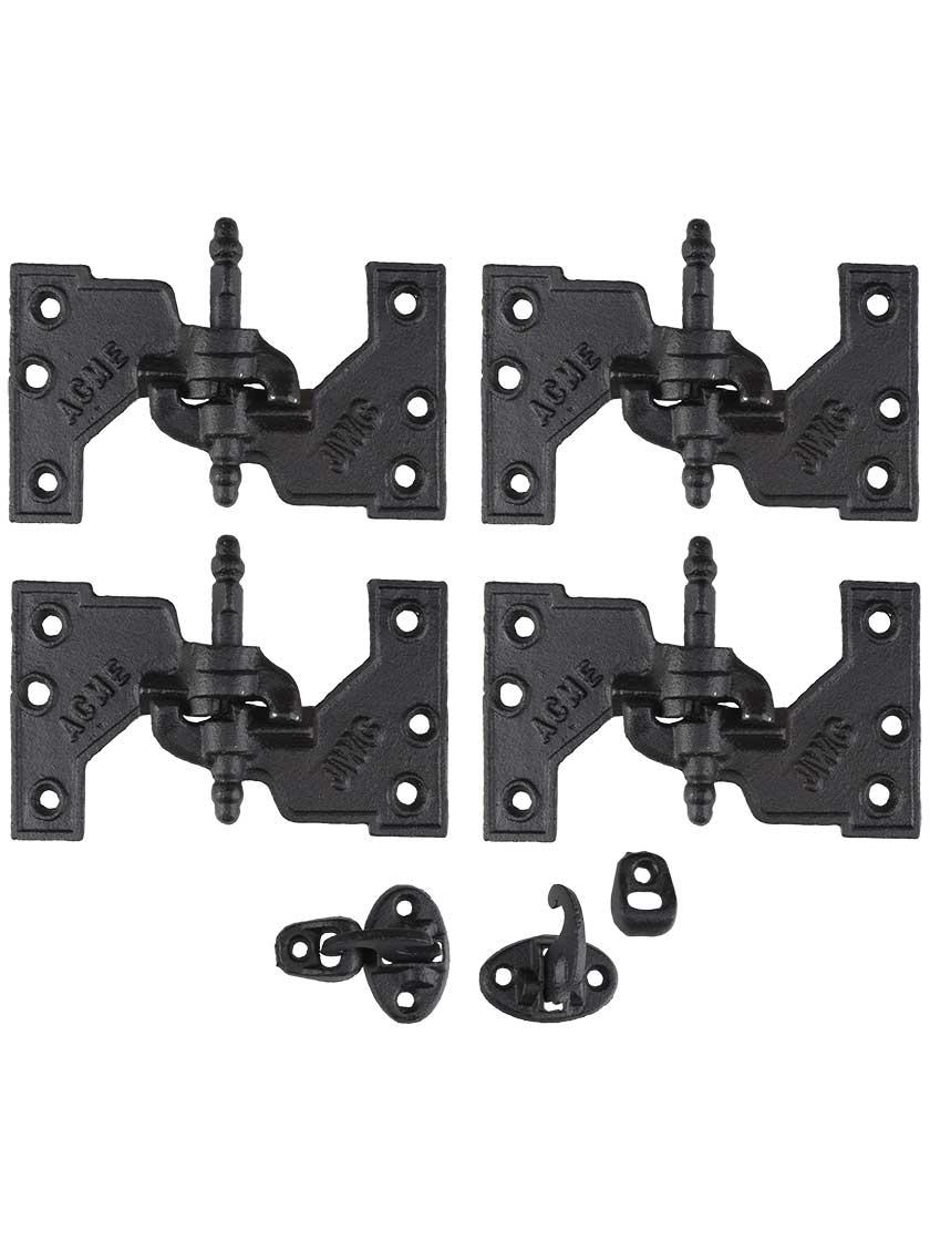 Hinge Sets |   Acme Black Cast-Iron Mortise Shutter Hinges – 5 1/2″ x 3 1/8″ Hinge Sets Hinge Sets