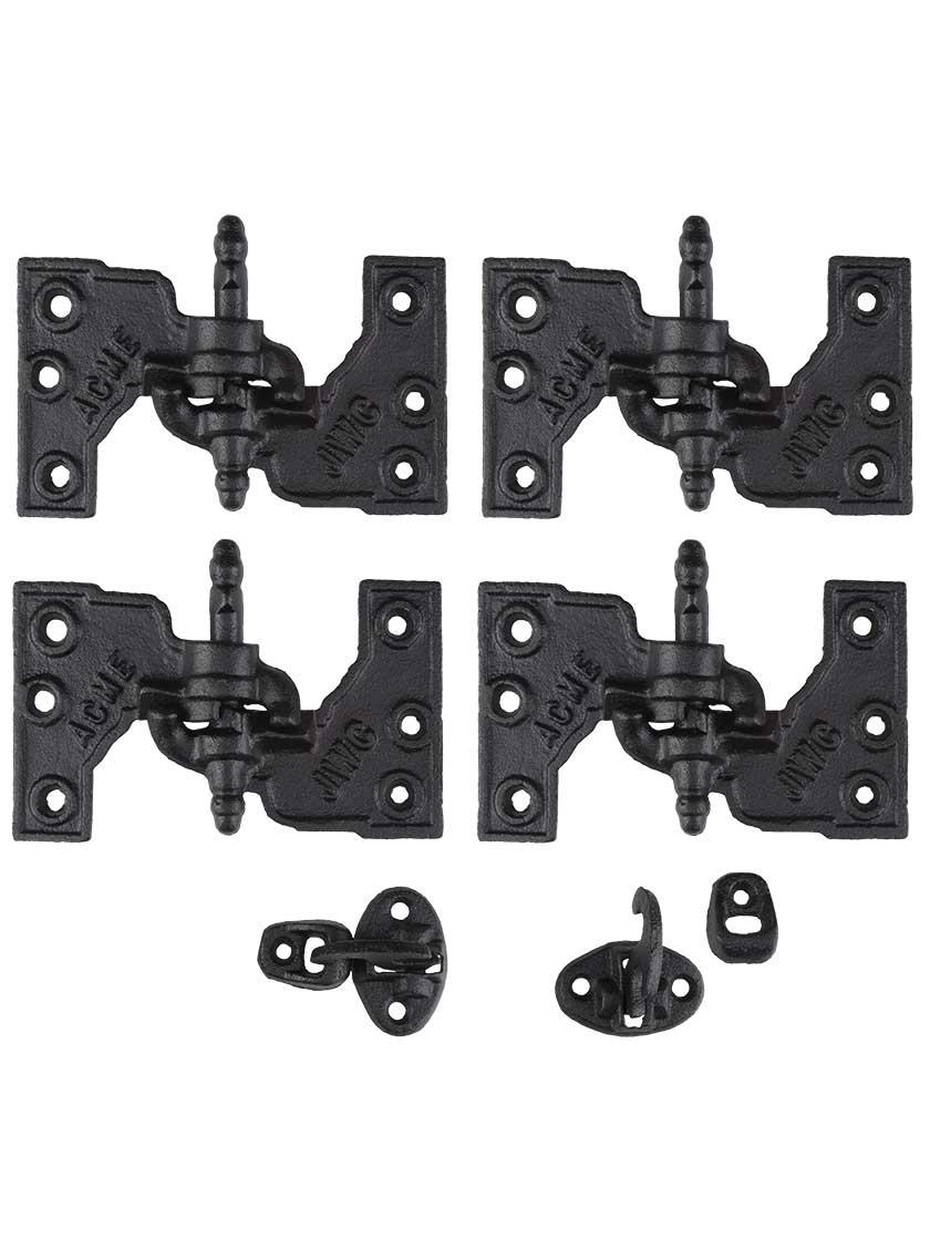 Hinge Sets |   Acme Black Cast-Iron Mortise Shutter Hinges – 5″ x 3″ Hinge Sets Hinge Sets