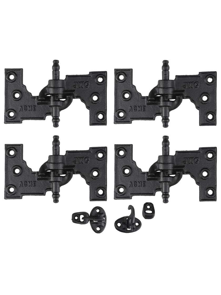 Hinge Sets |   Acme Black Cast-Iron Mortise Shutter Hinges – 6 1/2″ x 3 1/2″ Hinge Sets Hinge Sets