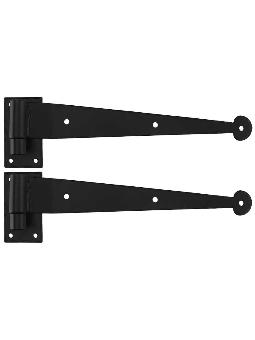 Hinge Sets |   Pair of Suffolk Style Galvanized-Steel 12″ Strap Hinges with Rectangular Plate Pintles – 1″ Offset Hinge Sets Hinge Sets