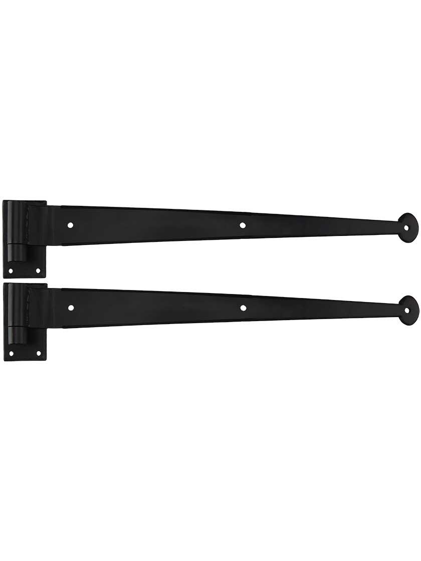 Hinge Sets |   Pair of Suffolk Style Galvanized-Steel 18″ Strap Hinges with Rectangular Plate Pintles – 1″ Offset Hinge Sets Hinge Sets