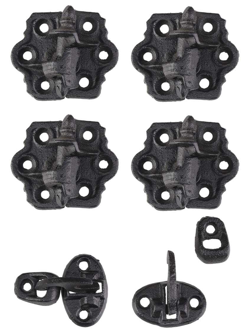 Hinge Sets |   Set of “Clarks Tip” Black Cast-Iron Shutter Hinges with 1 1/4″ Throw Hinge Sets Hinge Sets