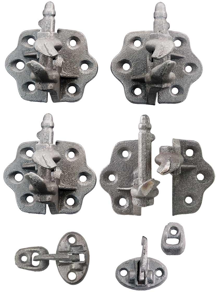 Hinge Sets |   Set of “Clarks Tip” Cast Iron Shutter Hinges With 3 1/4″ Throw Hinge Sets Hinge Sets