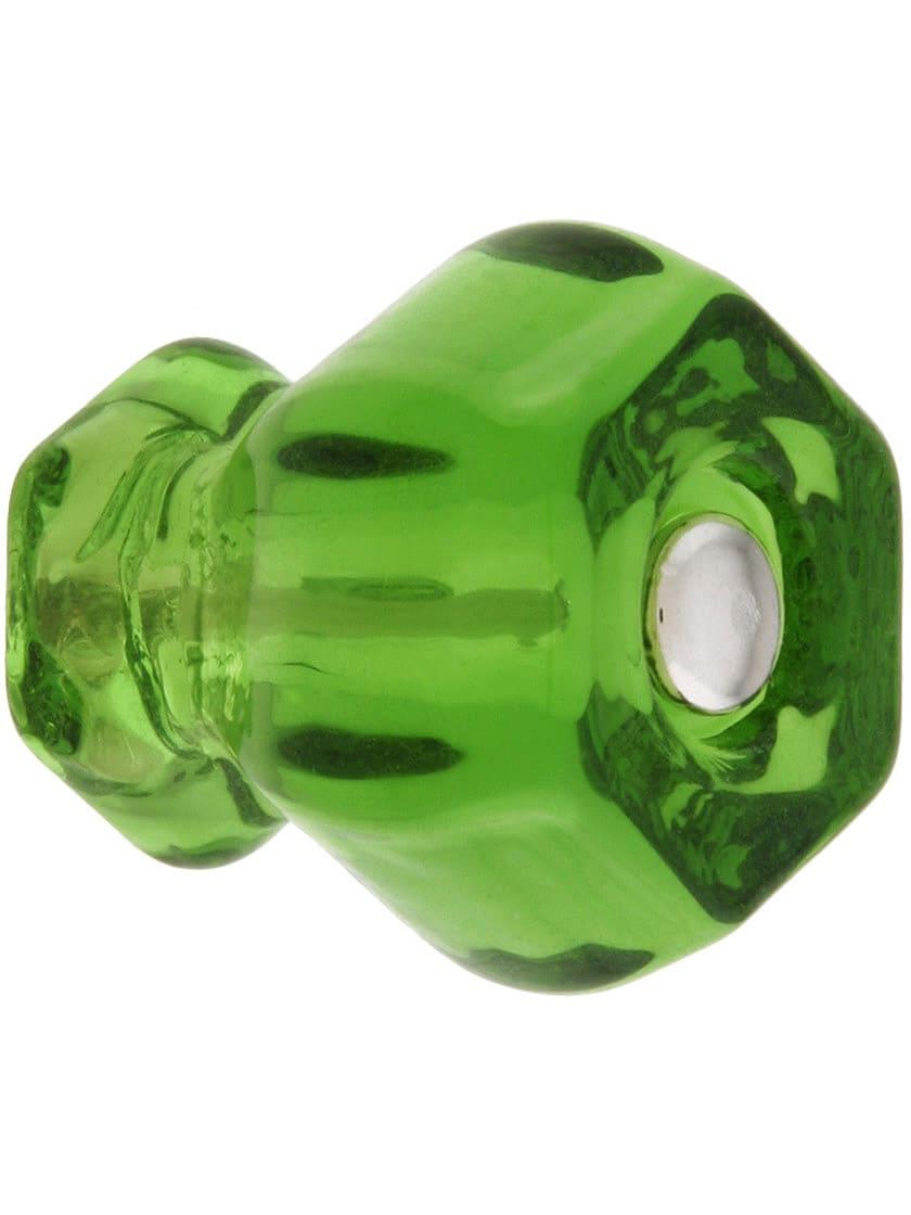 Hoosier Hardware |   Medium Hexagonal Glass Cabinet Knob With Nickel Bolt Hoosier & Ice Box Amber/Black/Clear/Cobalt Blue/Depression Green/Depression Pink/Forest Green/Light Blue/Milk Green (Jade)/Milk White Translucent/Peacock Blue/Purple/Ruby Red